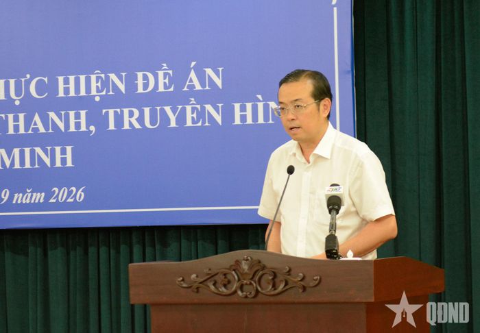  Tổng giám đốc Cơ quan Báo và Phát thanh, Truyền hình TP Hồ Chí Minh Lê Văn Minh phát biểu. 