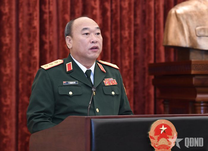  Thượng tướng Lê Quang Đạo phát biểu nhận nhiệm vụ.