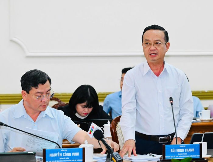 Phó Chủ tịch UBND TPHCM Bùi Minh Thạnh phát biểu tại phiên họp. Ảnh: VIỆT DŨNG
