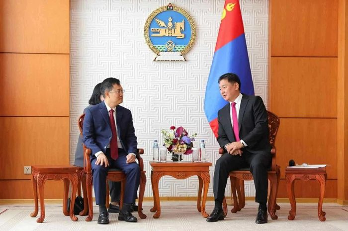 Tổng thống Mông Cổ Ukhnaagiin Khurelsukh tiếp Đại sứ Việt Nam tại Mông Cổ Nguyễn Tuấn Thanh nhân dịp Đại sứ trình Thư ủy nhiệm, tháng 8/2024. (Nguồn: Đại sứ quán Việt Nam tại Mông Cổ)