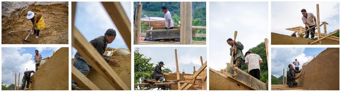 Những người thợ bản địa tham gia cải tạo căn nhà