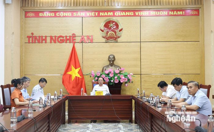 Toàn cảnh cuộc họp tại điểm cầu Nghệ An. Ảnh: Đức An
