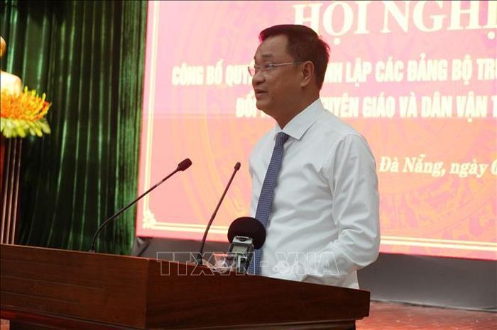 Bí thư Thành ủy Đà Nẵng Lê Ngọc Quang phát biểu giao nhiệm vụ. Ảnh: Anh Dũng/TTXVN