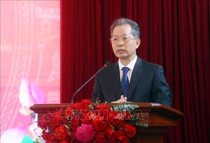 Đồng chí Nguyễn Văn Quảng, Bí thư Trung ương Đảng, Chánh án Tòa án nhân dân tối cao phát biểu. Ảnh: Phạm Kiên/TTXVN