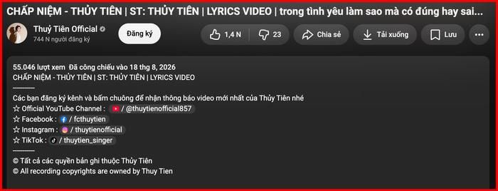 Tuy nhiên ca khúc mới của Thủy Tiên không tạo được hiệu ứng lan tỏa, lượt xem sau nửa tháng ra mắt khá èo uột.