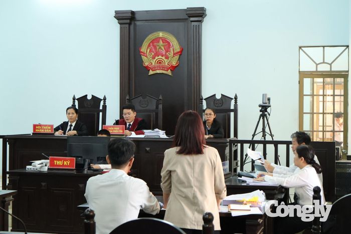 Đại diện Công ty TNHH Thương mại Hòa Bình tại phiên toà. (Ảnh: Chu Phương)