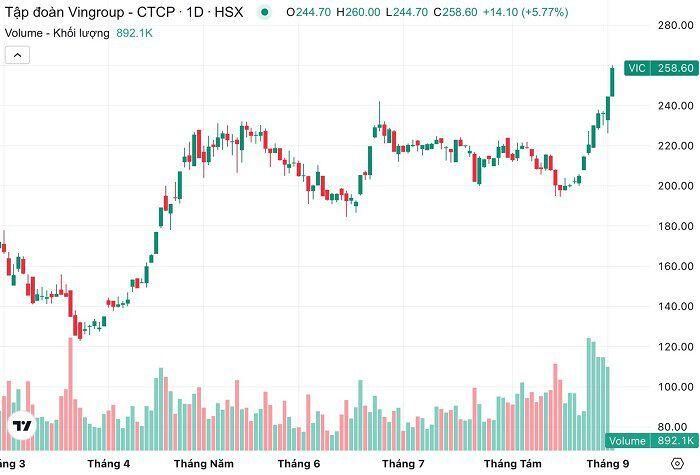 Diễn biến cổ phiếu VIC qua nửa năm (đến sáng 4/9). (Nguồn: TradingView).