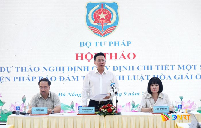 Thứ trưởng Bộ Tư pháp Nguyễn Thanh Ngọc phát biểu tại hội thảo. Ảnh: NGỌC HÀ