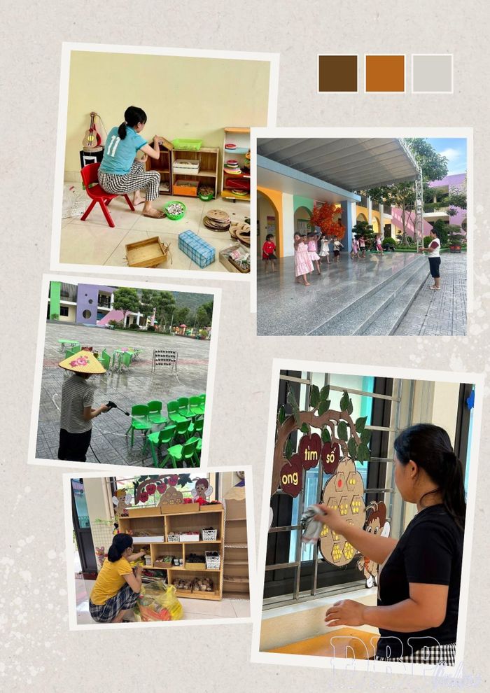 Cán bộ, giáo viên Trường Mầm non Mường Ảng chủ động chuẩn bị các điều kiện, sẵn sàng cho năm học mới.