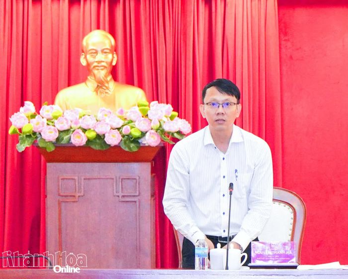 Đồng chí Nguyễn Thanh Hà phát biểu tại buổi làm việc.