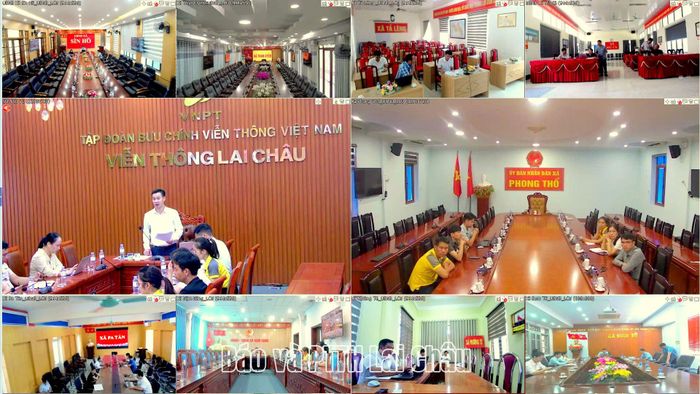 Quang cảnh hội nghị tại điểm cầu các xã.