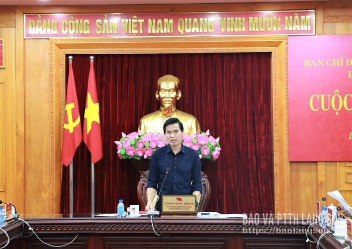 Đồng chí Hoàng Quốc Khánh, Ủy viên Trung ương Đảng, Bí thư Tỉnh ủy phát biểu kết luận cuộc họp