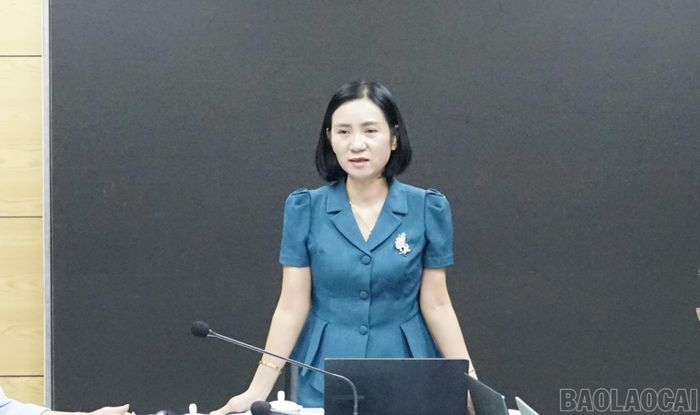 Đồng chí Lê Thị Thanh Bình - Ủy viên Ban Chấp hành Đảng bộ tỉnh, Phó Bí thư chuyên trách các cơ quan Đảng tỉnh Lào Cai chỉ đạo tại buổi làm việc.