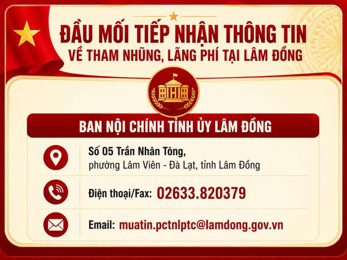 Đầu mối tiếp nhận thông tin về tham nhũng, lãng phí tại Lâm Đồng