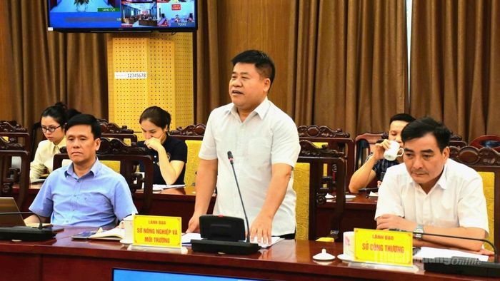 Lãnh đạo Sở Nông nghiệp và Môi trường phát biểu tại buổi làm việc.