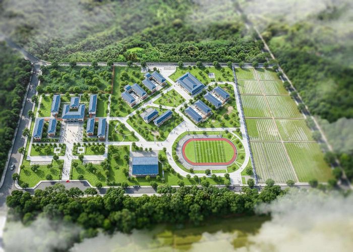 Phối cảnh dự án Trường nội phổ thông trú Tiểu học và THCS Hướng Phùng.