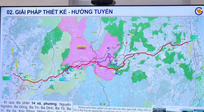 Dự án cao tốc Quảng Ngãi - Kon Tum có chiều dài 136km đi qua địa bàn 14 xã, phường của tỉnh Quảng Ngãi.