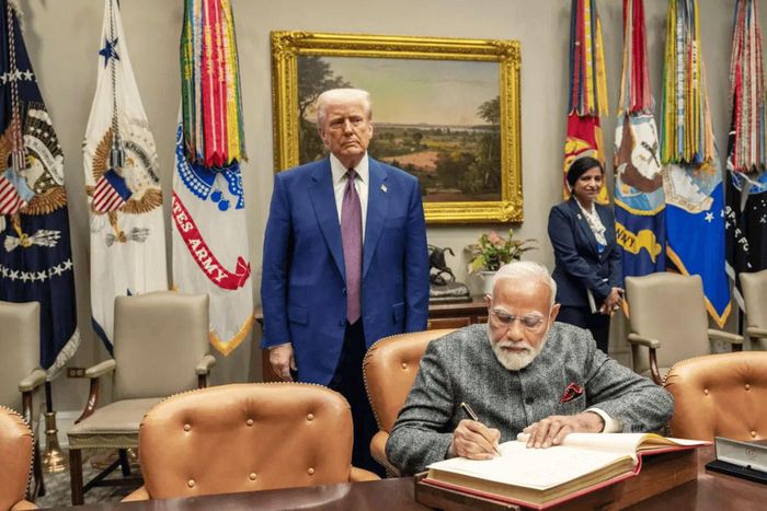 Thủ tướng Ấn Độ Narendra Modi và Tổng thống Mỹ Donald Trump trong chuyến thăm Mỹ tháng 2/2025 của ông Modi. Ảnh: Nhà Trắng
