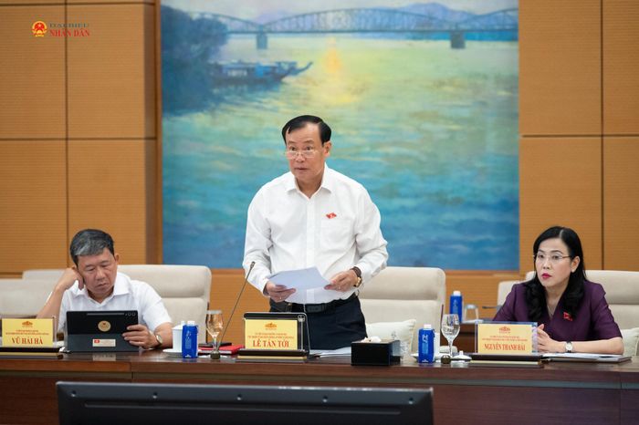 Chủ nhiệm Ủy ban Quốc phòng, An ninh và Đối ngoại Lê Tấn Tới trình bày Báo cáo tóm tắt Thẩm tra sơ bộ dự án Luật