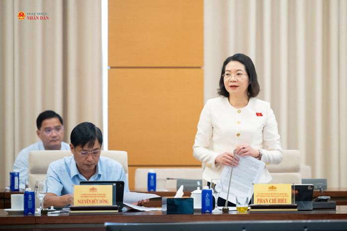 Phó Chủ nhiệm Ủy ban Pháp luật và Tư pháp Mai Thị Phương Hoa phát biểu tại phiên họp