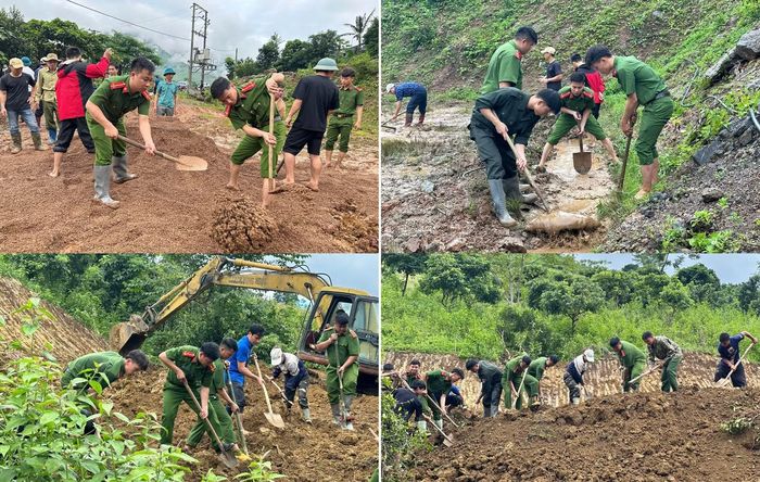 Cán bộ chiến sĩ Công an tham gia hỗ trợ xóa nhà tạm, nhà dột nát, xây nhà mới cho người dân nghèo trên địa bàn tỉnh Sơn La.