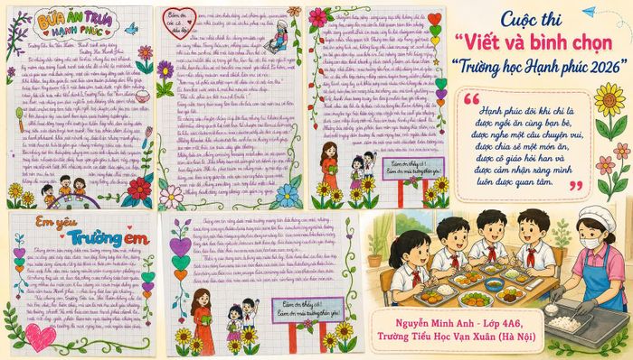 Bài thi "Bữa ăn trưa hạnh phúc" được đăng tải trên Diễn đàn trẻ em Việt Nam.