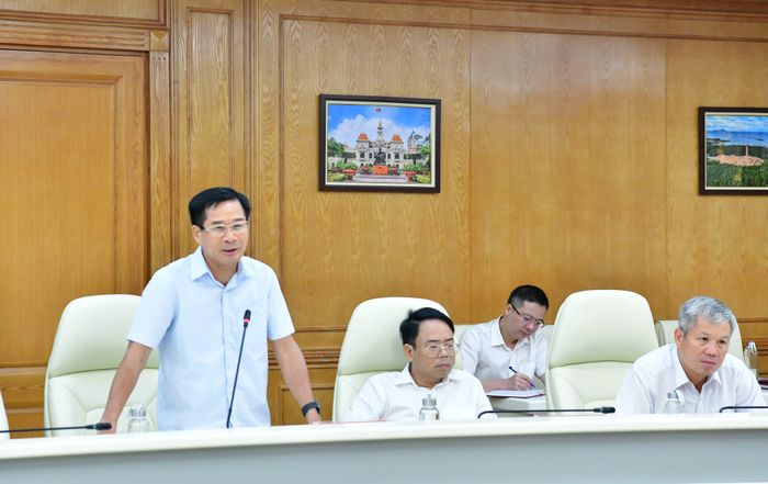 Ông Lê Đình Thăng - Kiểm toán trưởng KTNN chuyên ngành II - phát biểu tại cuộc họp. Ảnh: Hồng Thoan
