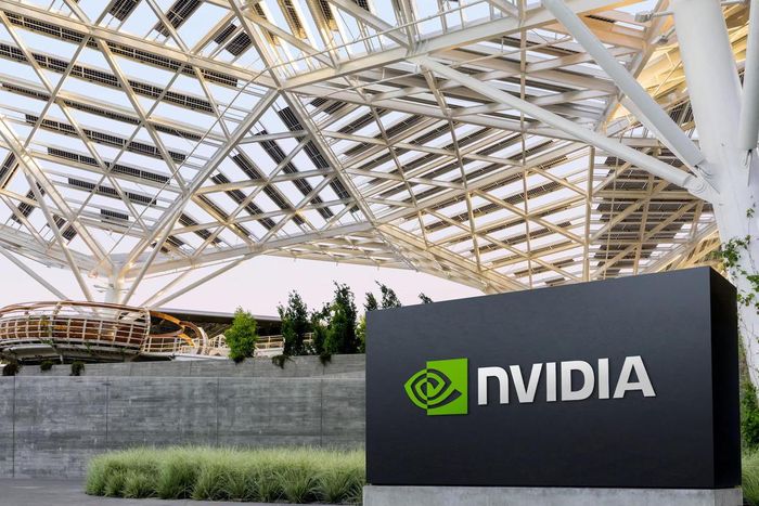Biểu tượng Nvidia tại trụ sở công ty ở Santa Clara, California, Mỹ. Ảnh: Nvidia/Reuters.