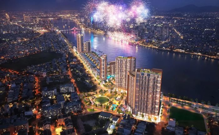Tháp TMDV Symphony 5 thuộc quần thể Sun Symphony Residence bên dòng sông Hàn biểu tượng. Ảnh: Sun Property. 