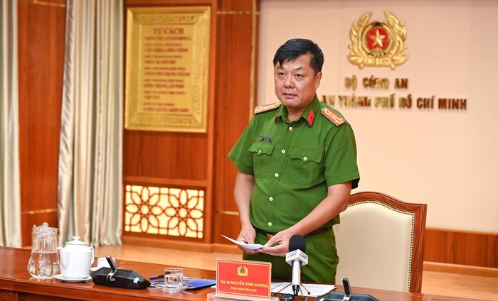 Đại tá Nguyễn Đình Dương – Phó Giám đốc Công an Thành phố phát biểu tại lễ ký kết