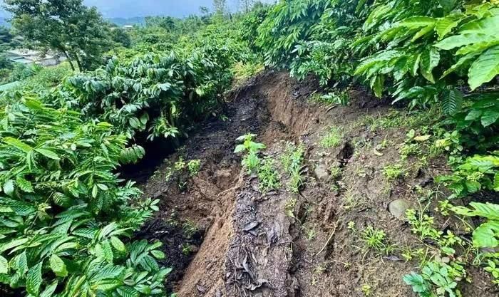 Vị trí sạt lở nằm gần khu vực nhà ở và đất sản xuất của người dân
