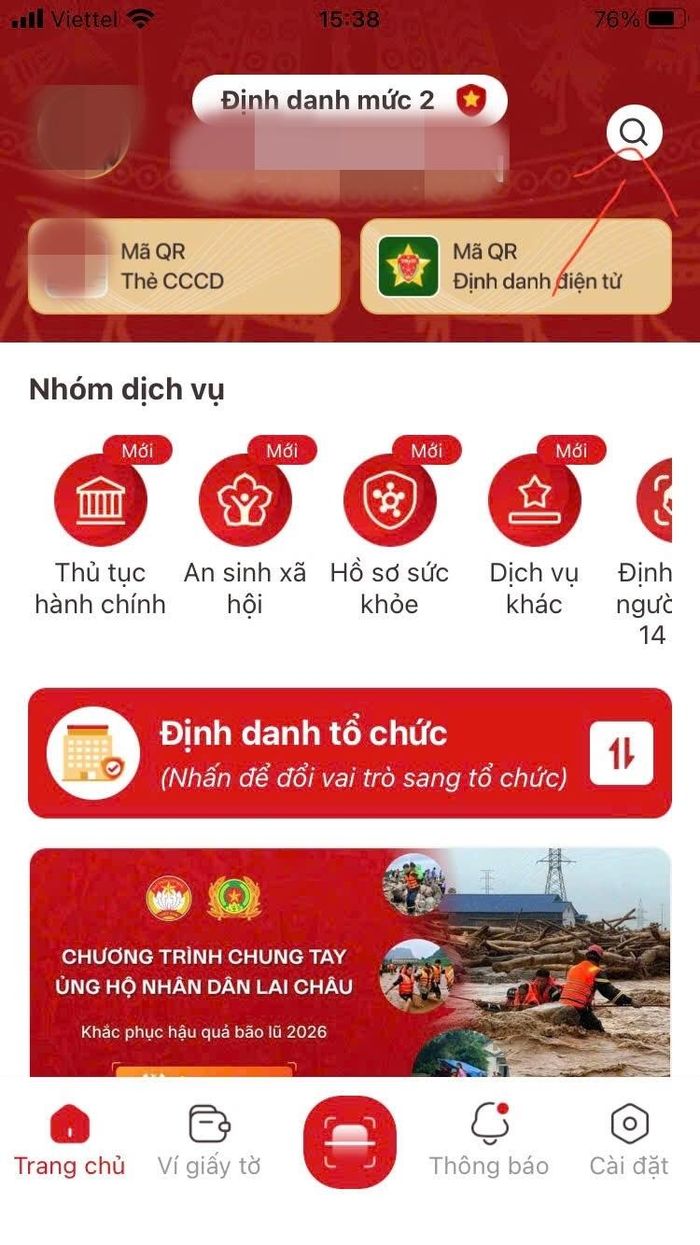 Chọn chức năng tìm kiếm.