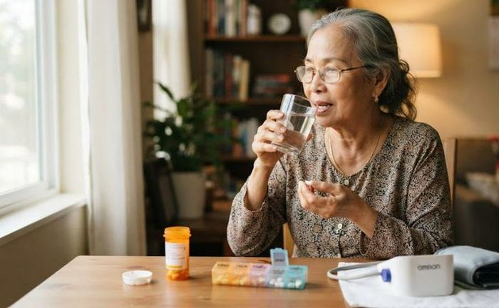 Quên uống thuốc huyết áp thường xuyên sẽ làm tăng các biến cố tim mạch nguy hiểm. Ảnh AI.