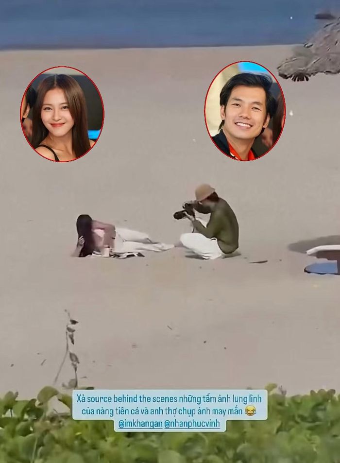 Để có ảnh đẹp cho Khả Ngân, Nhan Phúc Vinh không ngại "lăn lê" dưới nắng gắt.