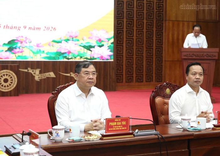 Phó Thủ tướng Thường trực Chính phủ Phạm Gia Túc có buổi làm việc với lãnh đạo tỉnh Điện Biên về tình hình kinh tế-xã hội - Ảnh: chinhphu.vn/Nguyễn Hoàng