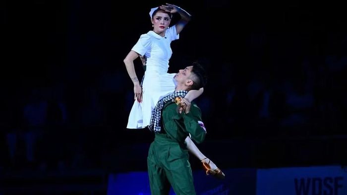 Phan Hiển-Thu Hương biểu diễn tiết mục show dance đạt Huy chương Đồng thế giới năm 2025 tại Mỹ. (Ảnh: Ban tổ chức)