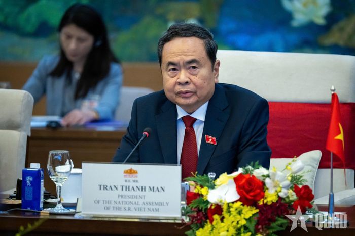 Chủ tịch Quốc hội Trần Thanh Mẫn phát biểu tại cuộc hội kiến.