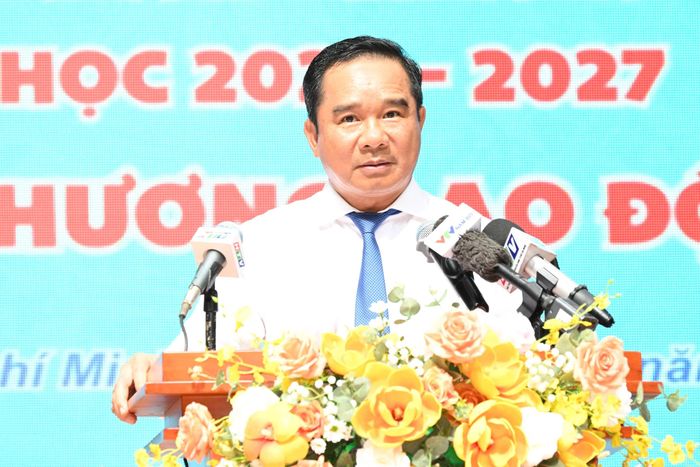  Đồng chí Nguyễn Văn Được phát biểu tại lễ khai giảng. Ảnh: VIỆT DŨNG 
