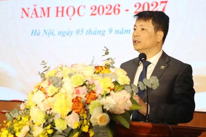 PGS.TS Trần Quang Tiến - Giám đốc Học viện Phụ nữ Việt Nam phát biểu tại buổi lễ.