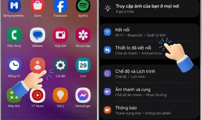 Truy cập phần Kết nối.