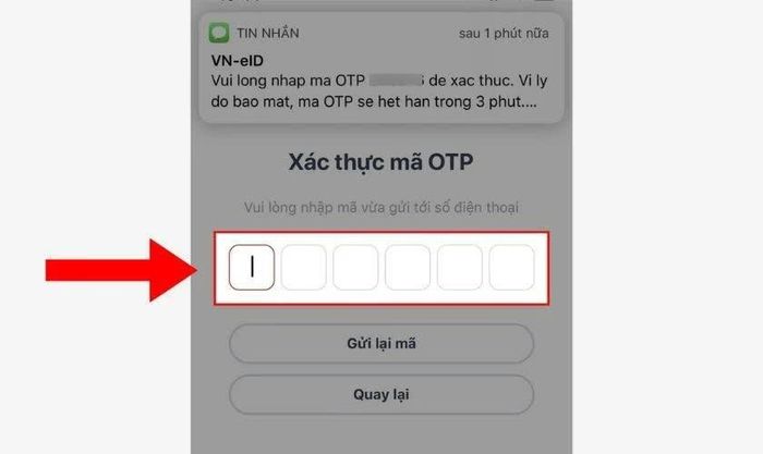 Xác minh bằng mã OTP.
