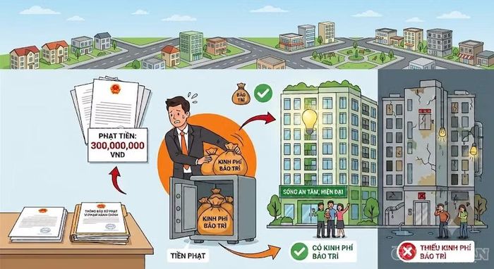 Phạt tới 300 triệu đồng chủ đầu tư om kinh phí bảo trì, 'xẻ thịt' diện tích chung. Ảnh minh họa: AI