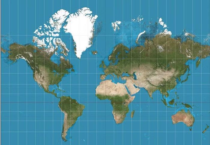 Bản đồ Mercator cho thấy lục địa châu Phi nhỏ hơn cả Greenland dù thực tế lớn hơn hòn đảo này tới 14 lần. Ảnh: CC
