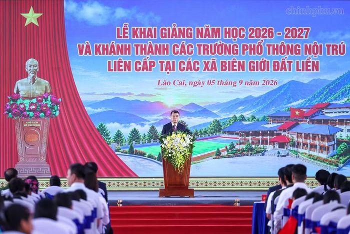Thủ tướng Chính phủ Lê Minh Hưng phát biểu chỉ đạo tại buổi lễ. Ảnh: CP
