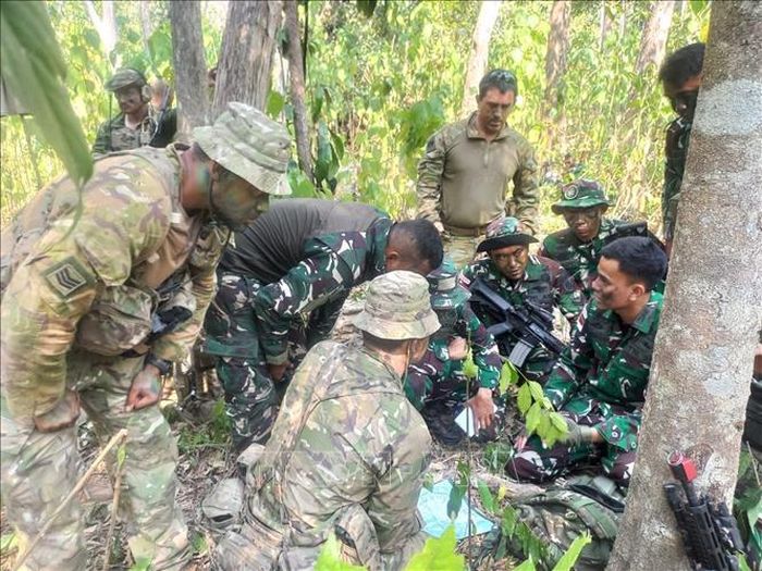 Các binh sĩ trong một khoa mục diễn tập. Ảnh: TTXVN phát