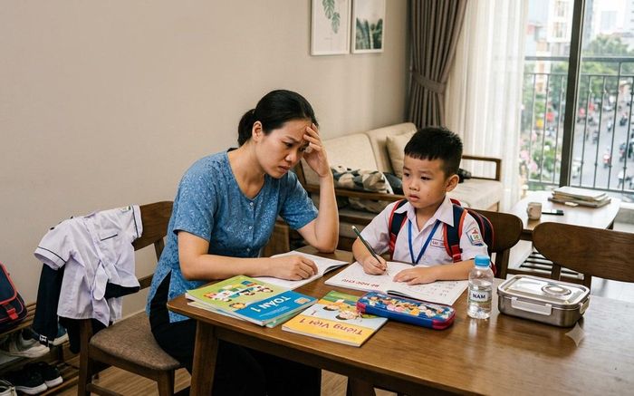 Khi con bước vào một hành trình mới, nhiều phụ huynh không khỏi lo lắng - Ảnh minh hoạ AI