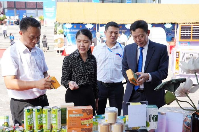 Phó Chủ tịch UBND thành phố Huế Hà Văn Tuấn tham quan không gian trưng bày các sản phẩm. Ảnh: UBND TP Huế