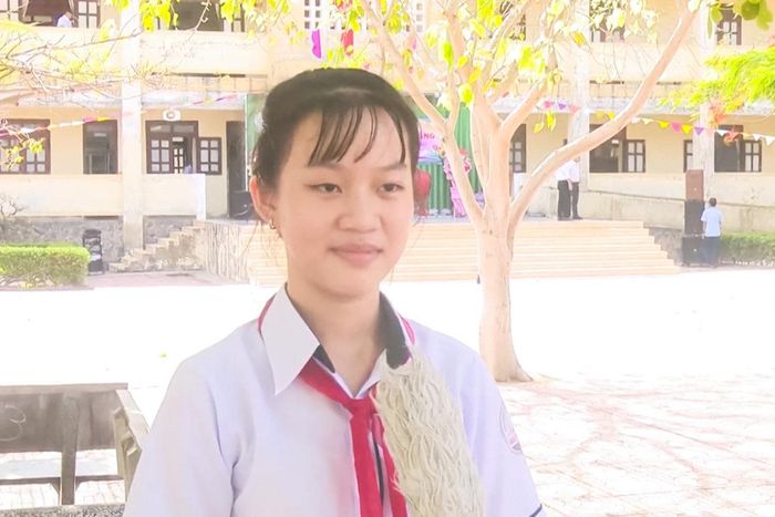 Em Nguyễn Thị Thanh Hậu, lớp 6A1 chia sẻ tại lễ khai giảng
