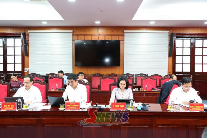 Các thành viên Đoàn kiểm tra, giám sát số 238 của Bộ Chính trị, Ban Bí thư dự hội nghị.