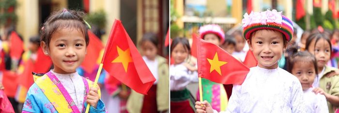 Niềm vui được đi học của các em nhỏ trong ngày khai giảng. Ảnh: Diệu Linh